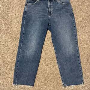 Express High Waisted Medium Wash Straight Ankle Jeans